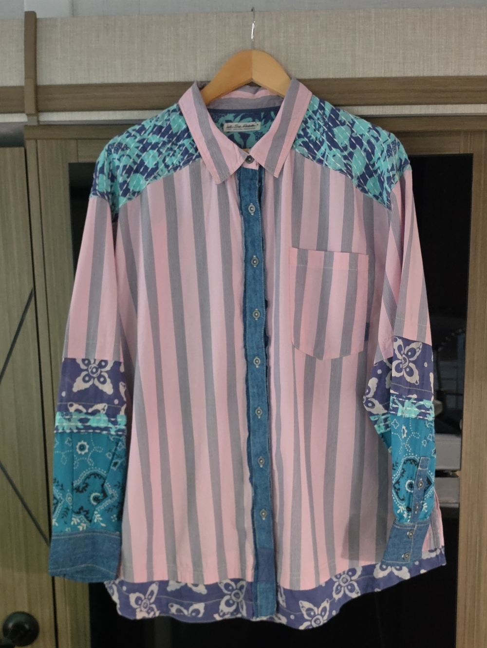NWOT,"WILD DUNES KANTHA STRIPED DOWN 100%COTTON TOP" BY WE THE FREE - Picture 14 of 17